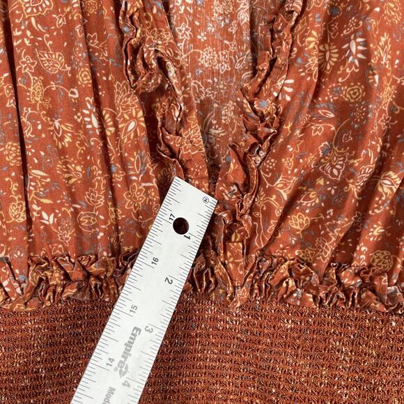 House of Harlow 1960 Dress Womens XS Floral Ruffle Smocked Long Sleeve Boho - Picture 3 of 10